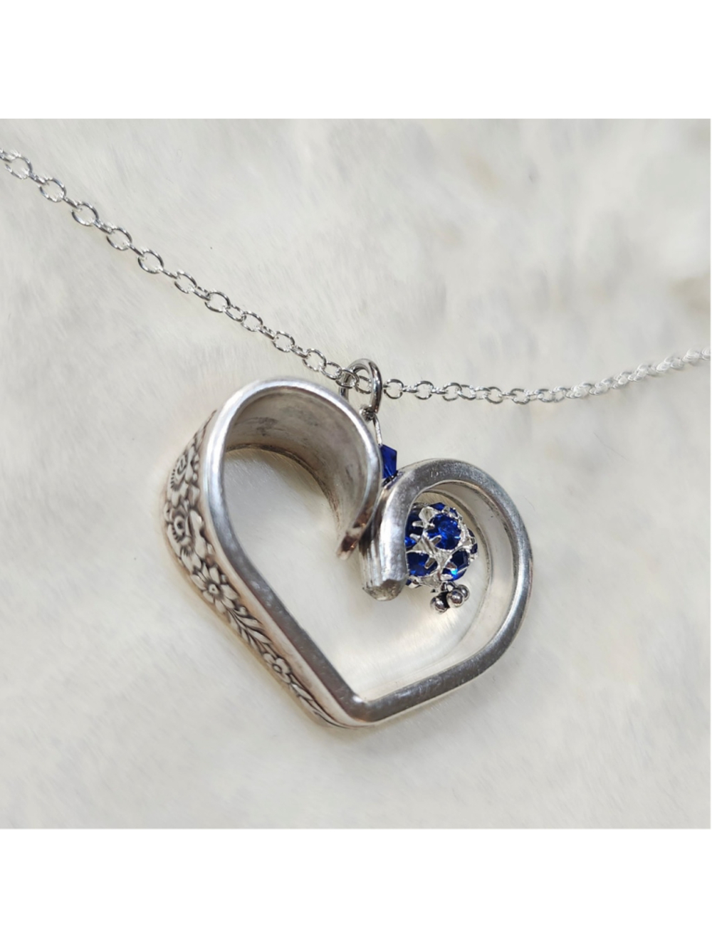 Heart Pendant Necklace Handmade Spoon handle Pendant W/bead